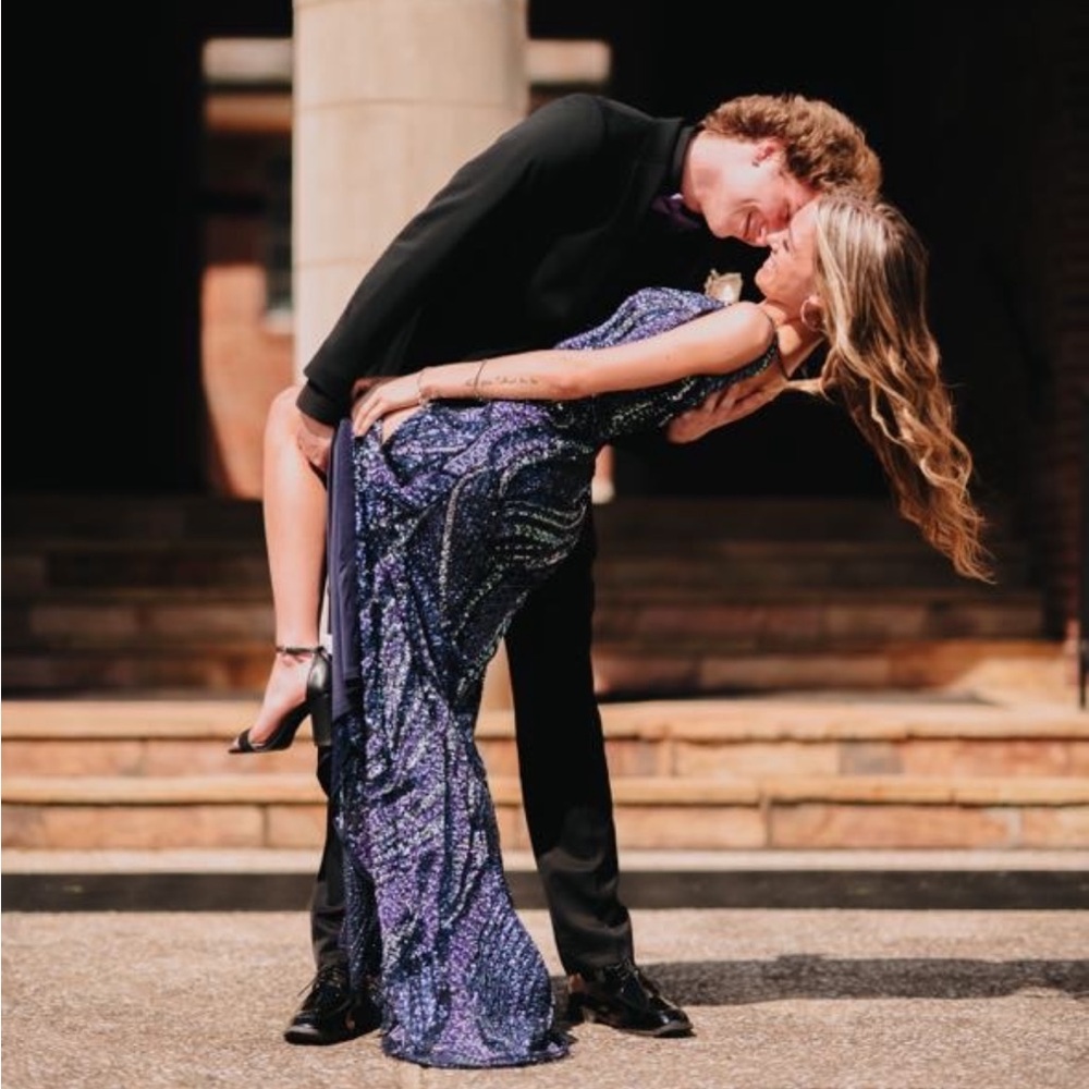 Jovani Purple Sequin Prom Dress - Picture 3 of 5